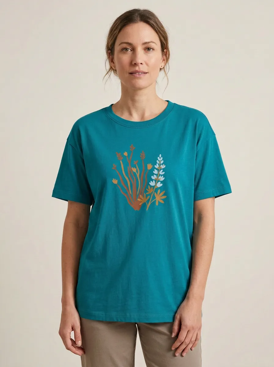 Women's Botanical Wildflower Graphic Crewneck T-Shirt