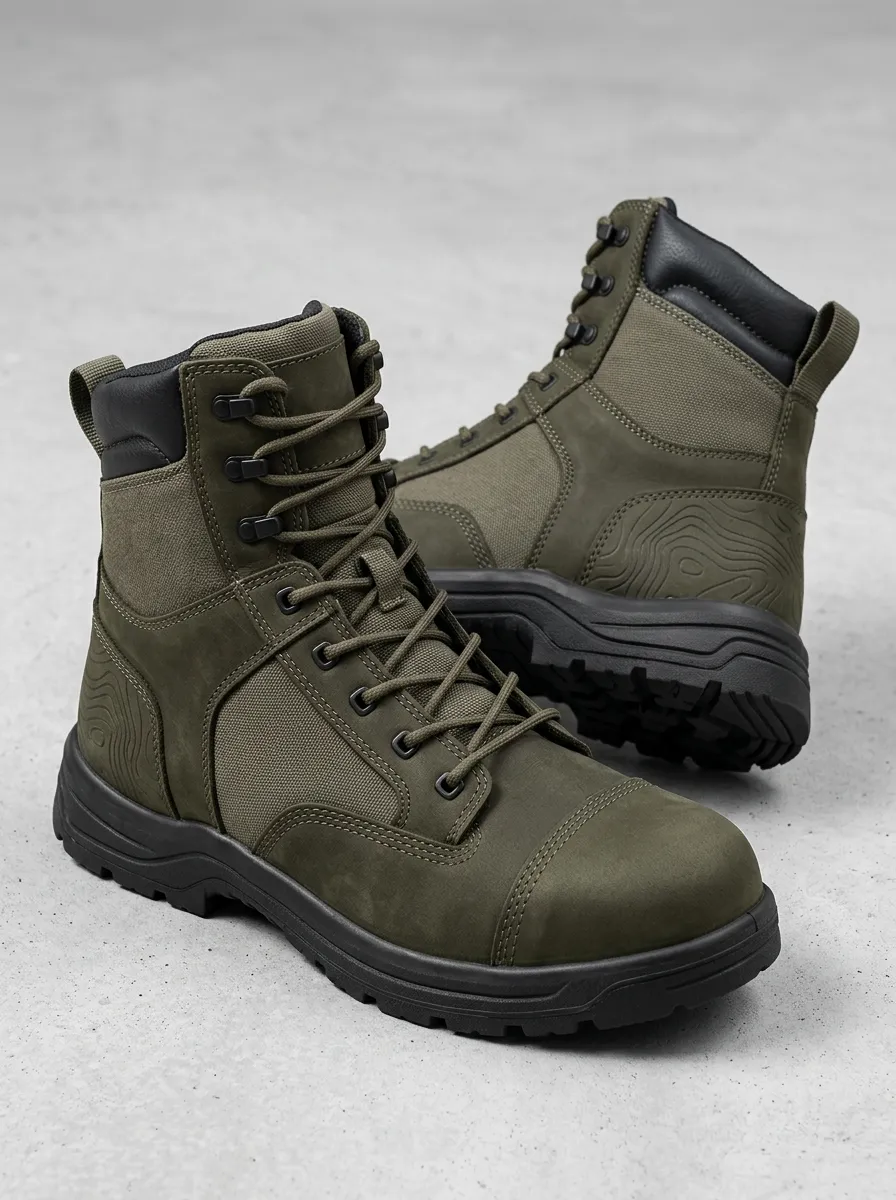 Men's Outdoor Topographic Pattern Work Boots