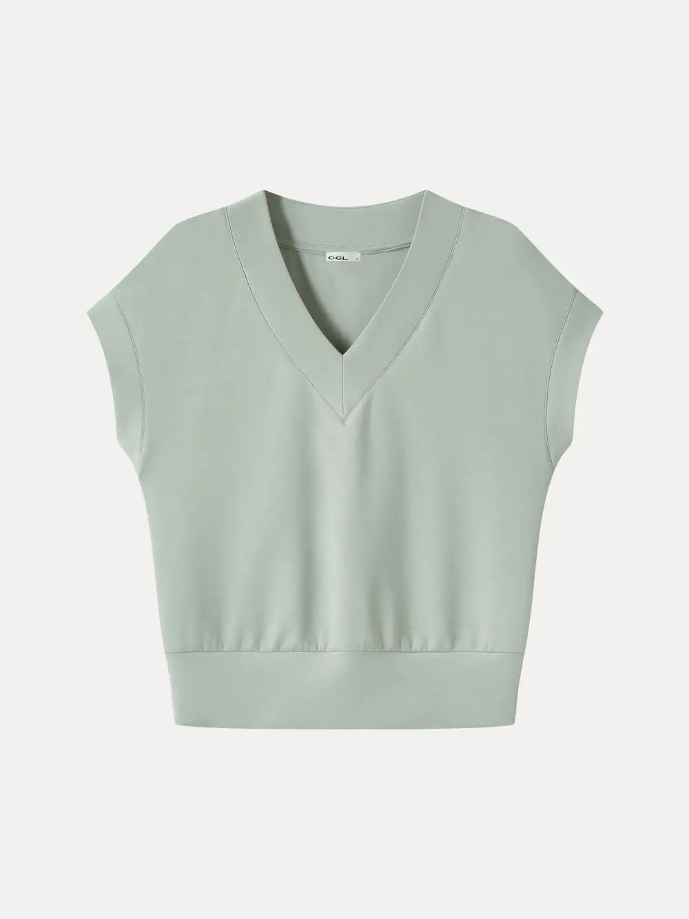 Lyocell Spacer Knit V-Neck Banded Hem Top