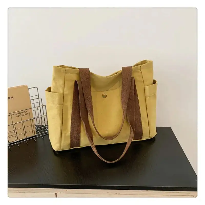 Minimalist Mustard Canvas Everyday Tote Bag