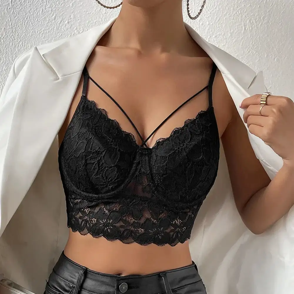 Lace Bra with Sheer Waist Panel