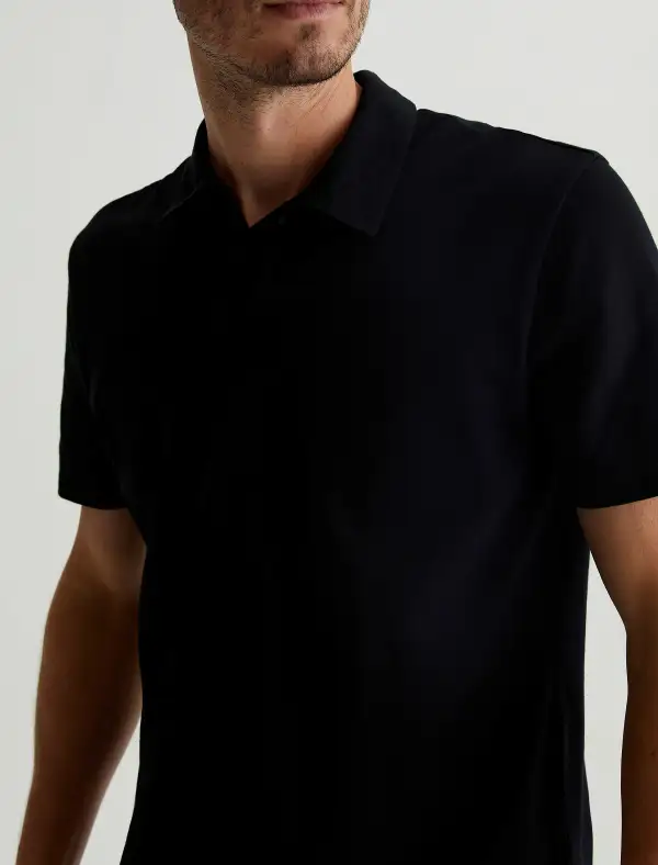 Men's Cotton Jersey Point Collar Polo Shirt