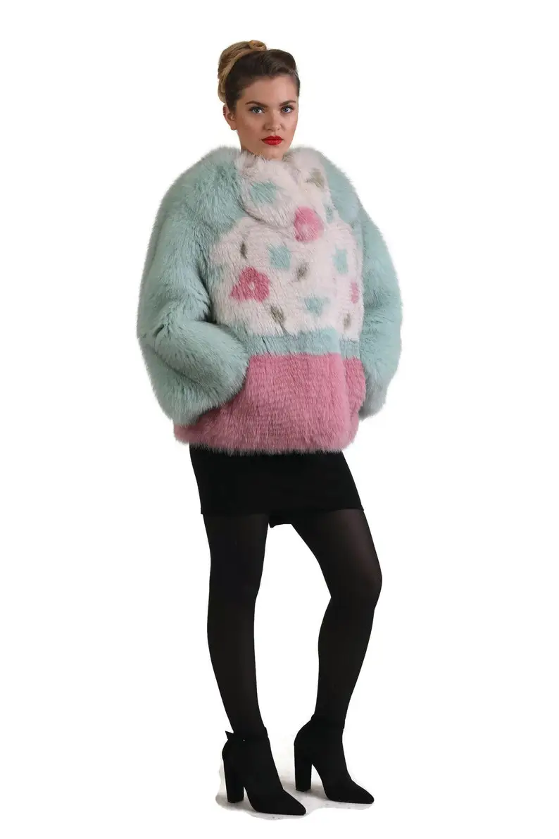 Multicolored Fox Fur coat