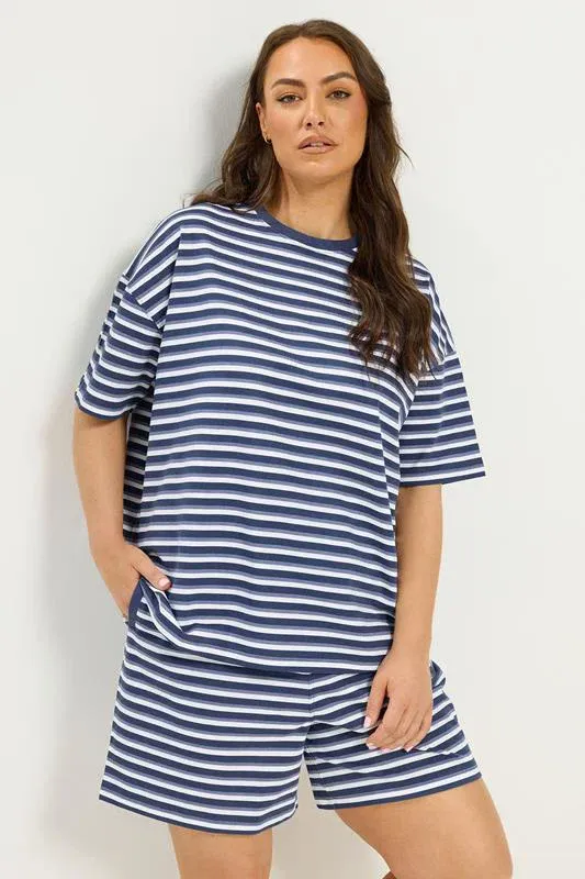 Blue Stripe T-Shirt & Shorts Co-ord