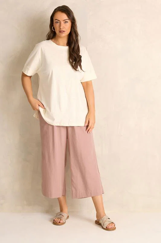 Pink Linen Cropped Trousers detail 3