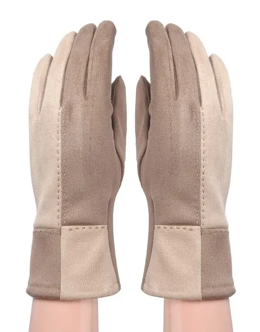 Two Tone Suede Gloves