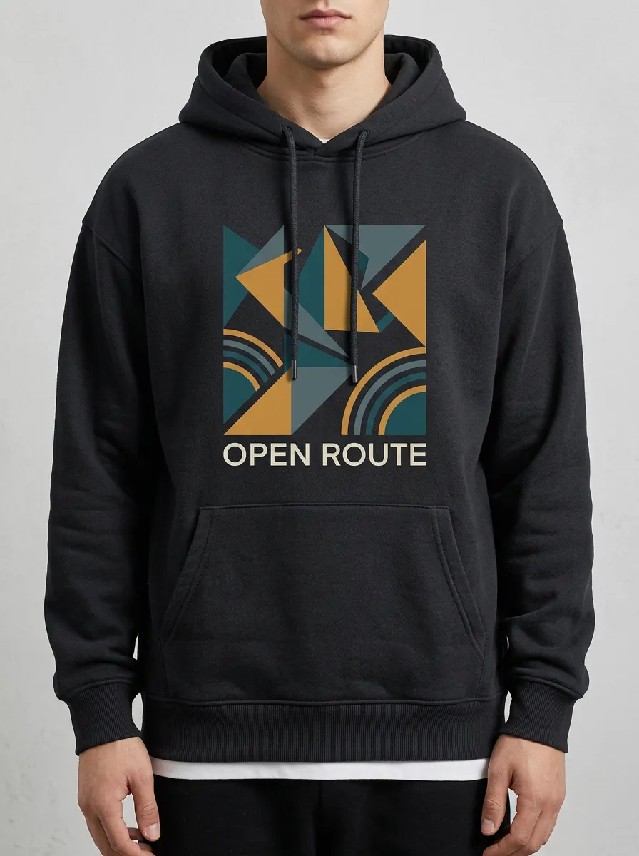 Men's Geometric Abstract Print Drawstring Hoodie
