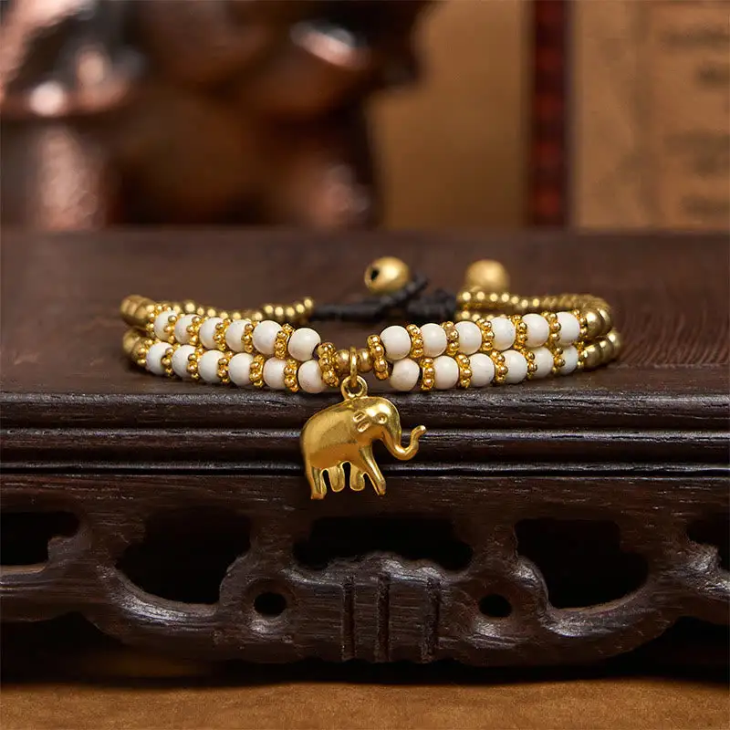 Turquoise Elephant Double Layer Plated Copper Bracelet