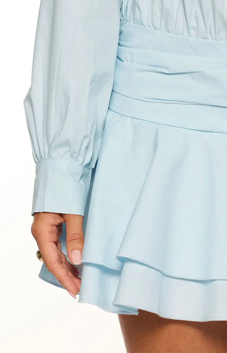 Long Sleeve Frills Light Mini Dress