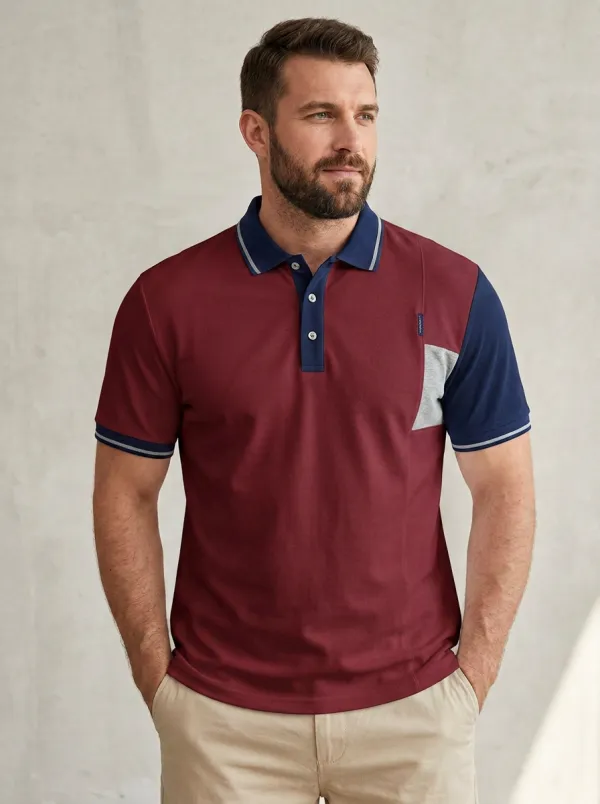 Men's Classic Comfort Colorblock Polo Shirt