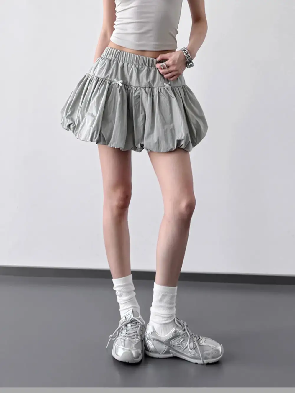 Open Ruched Bubble Skirt