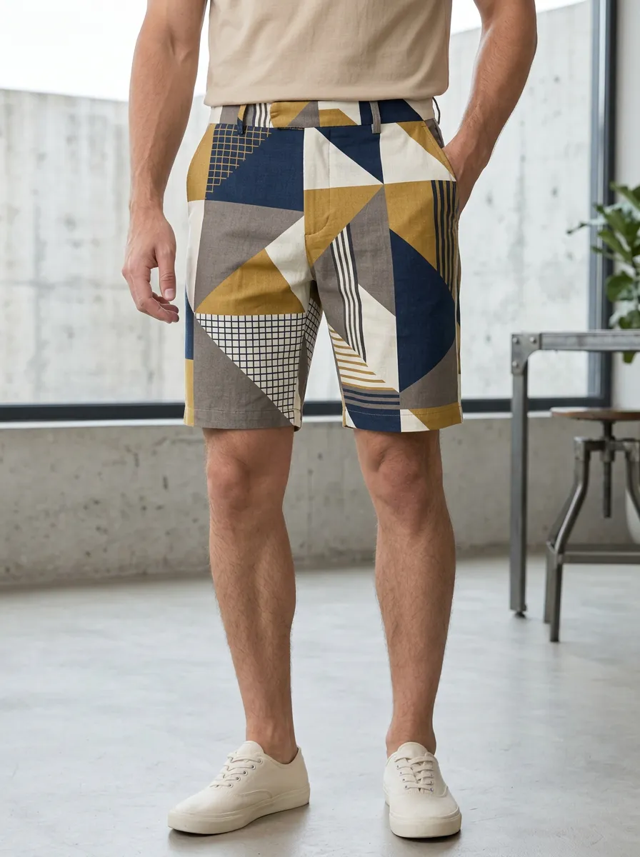 Men's Geometric Abstract Triangle Tailored Shorts
