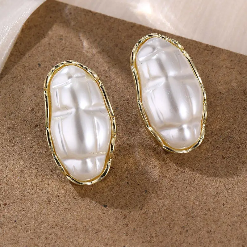 Minimal Floral Pearl Statement Earrings