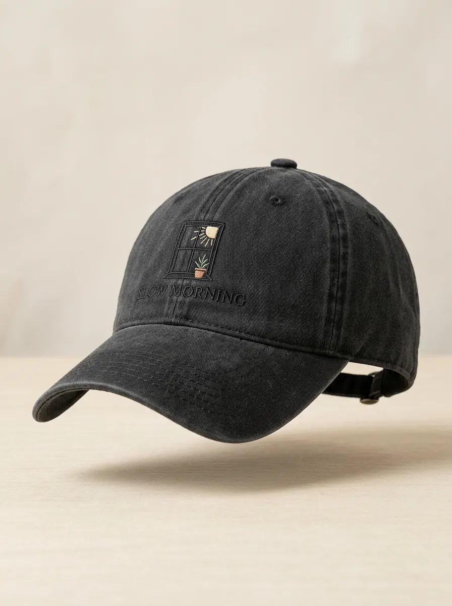 Classic Slow-Morning Window-Motif Embroidered Unisex Baseball Cap