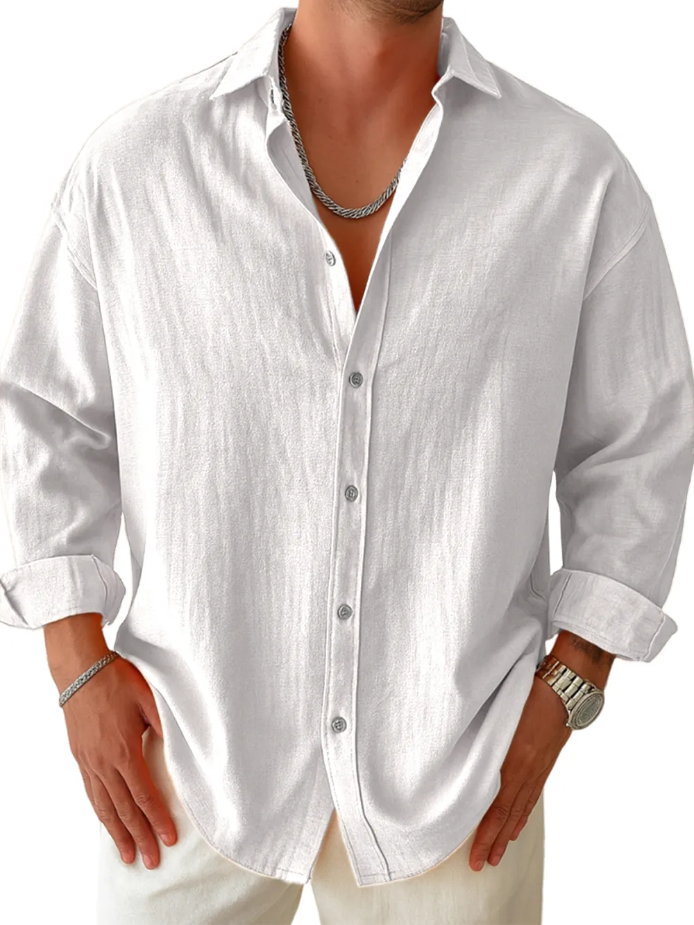 Structured Long Sleeve Pleated Front Shirt