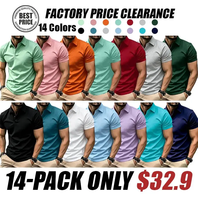 Men’s Casual Business Polo Shirts, Simple and Comfortable, Skin-Friendly Polyester Fabric with Slight Stretch