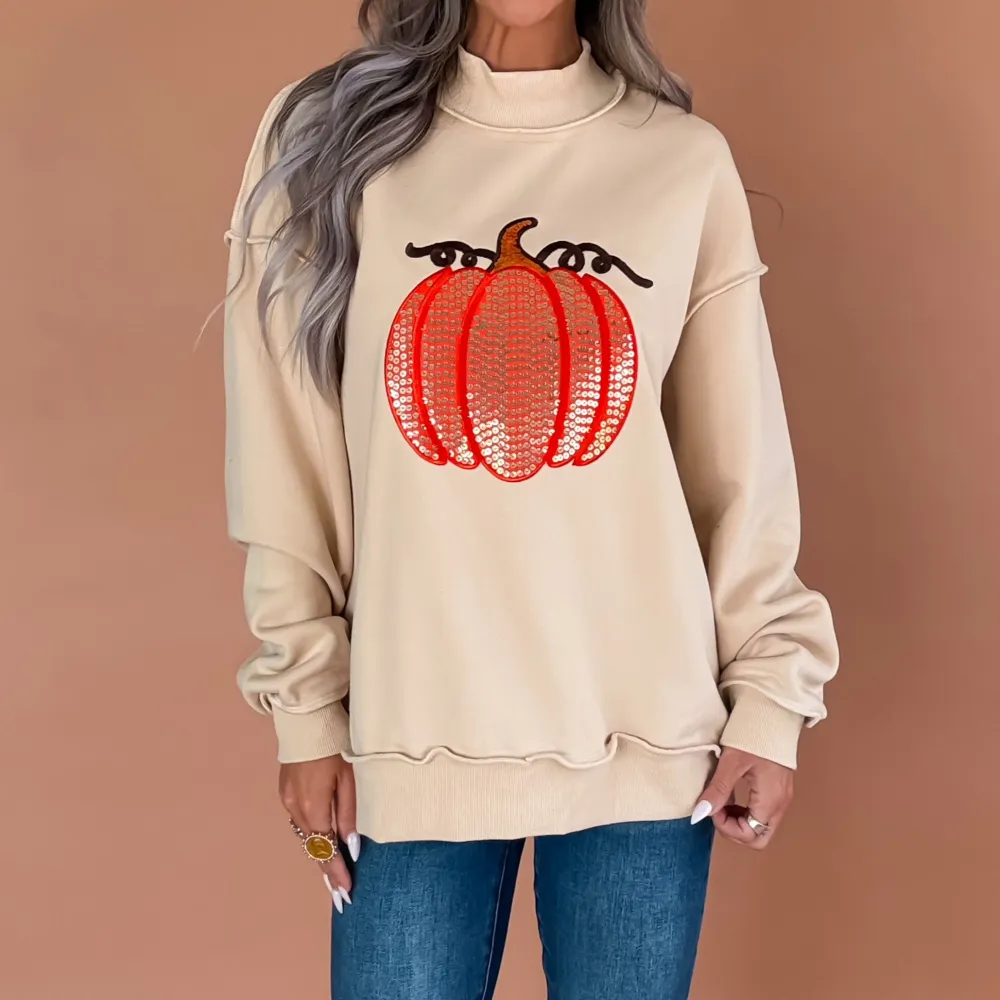 Oversized Graphic Sequin Sweatshirt