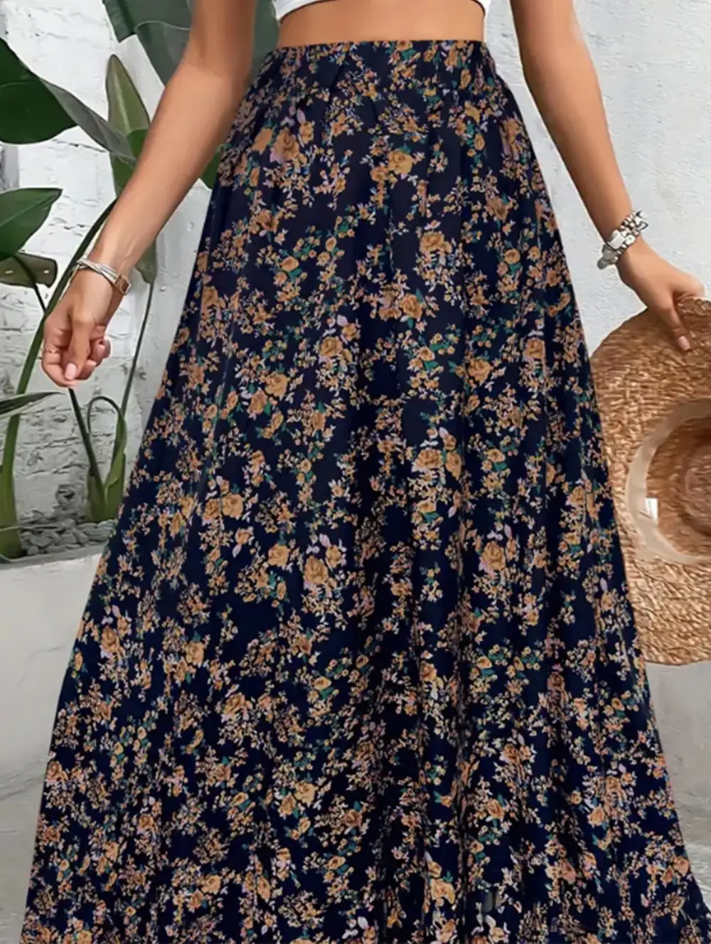 Elegant Printed Midi Skirt