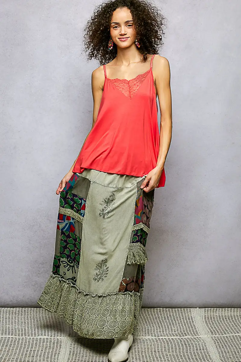 Ruffle Trim Lace Skirt