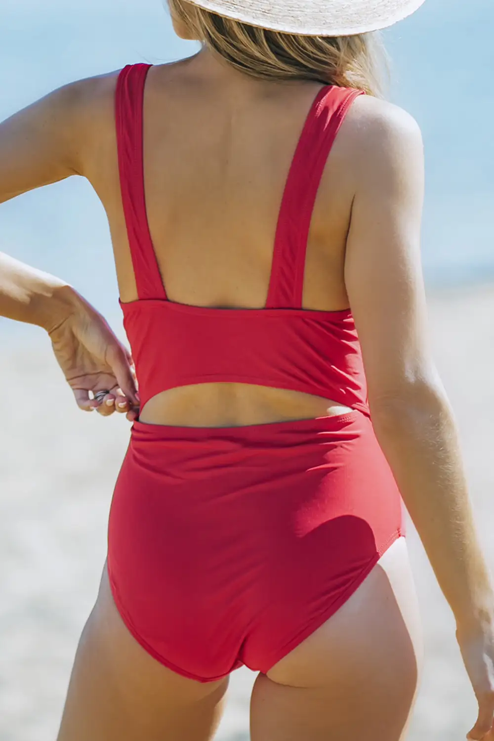 Swimwear Twisted Ruched Hollow Out One-piece Swimwear