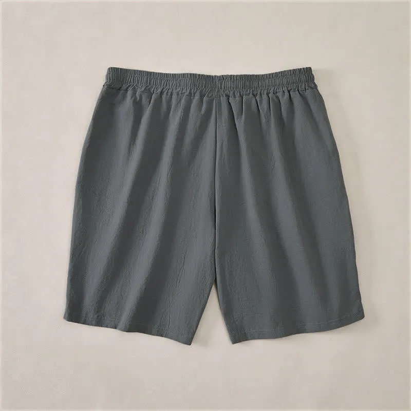 Drawstring Cotton Blend Shorts