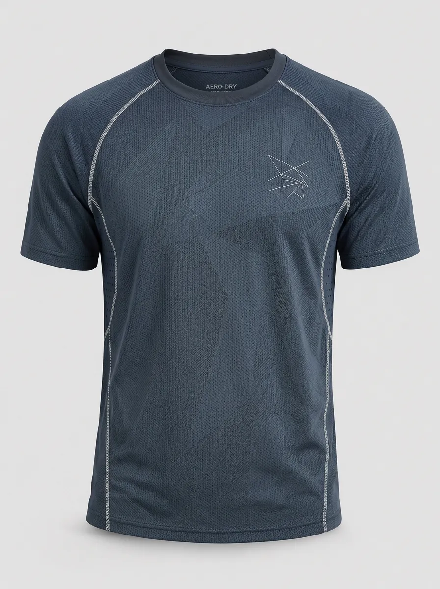 Men's Geometric Logo Breathable Mesh Printed T-shirt