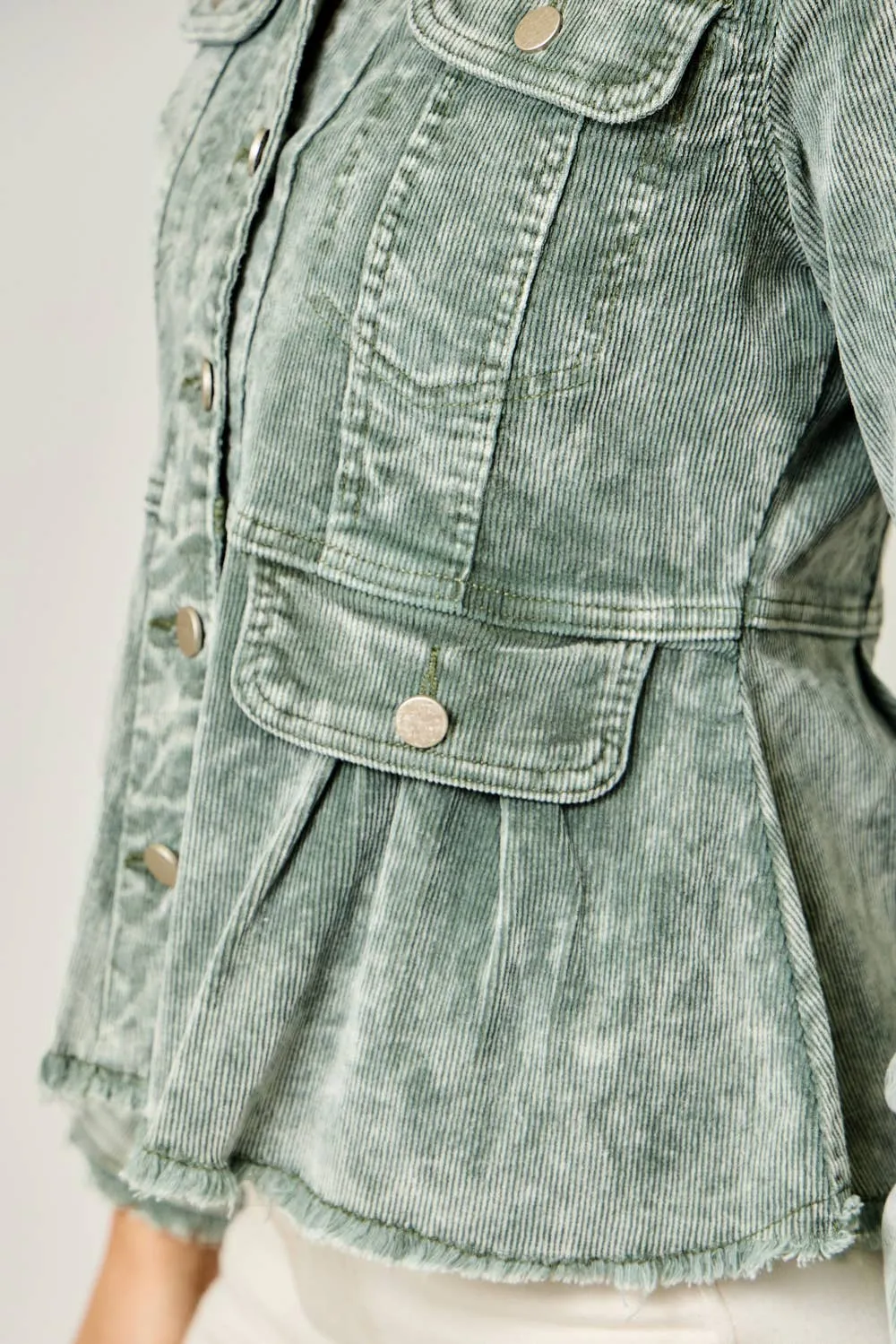 Women’s Washed Denim Peplum Jacket