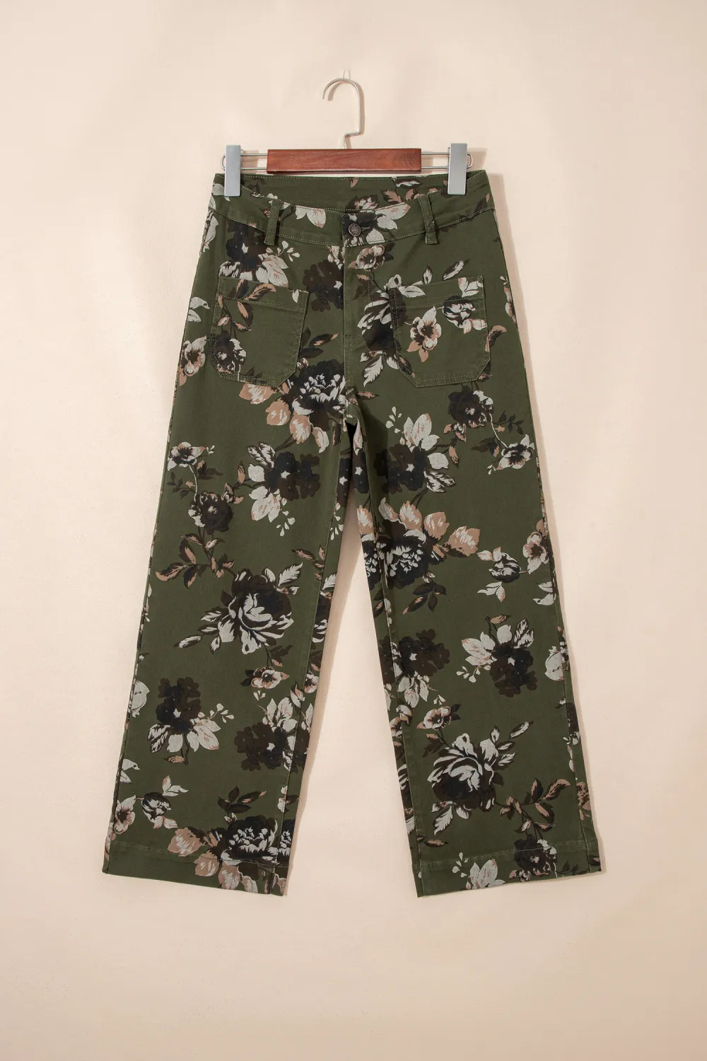 Green Floral Patch Pocket Jeans