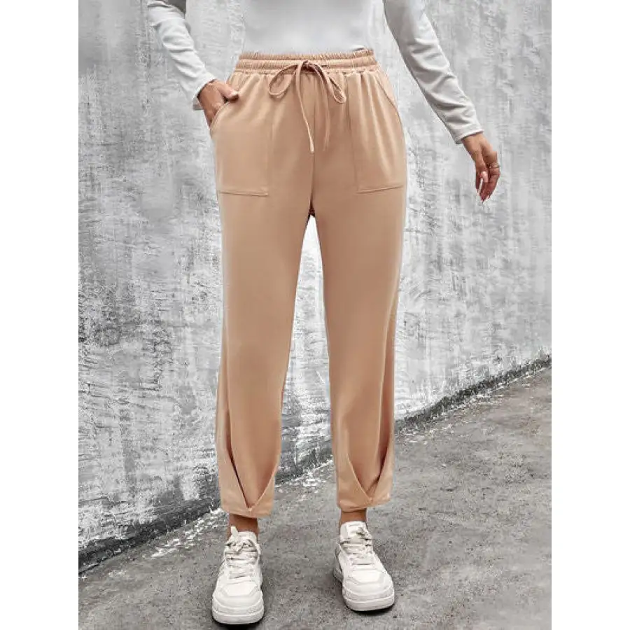 Casual Drawstring Straight Pants with Pockets