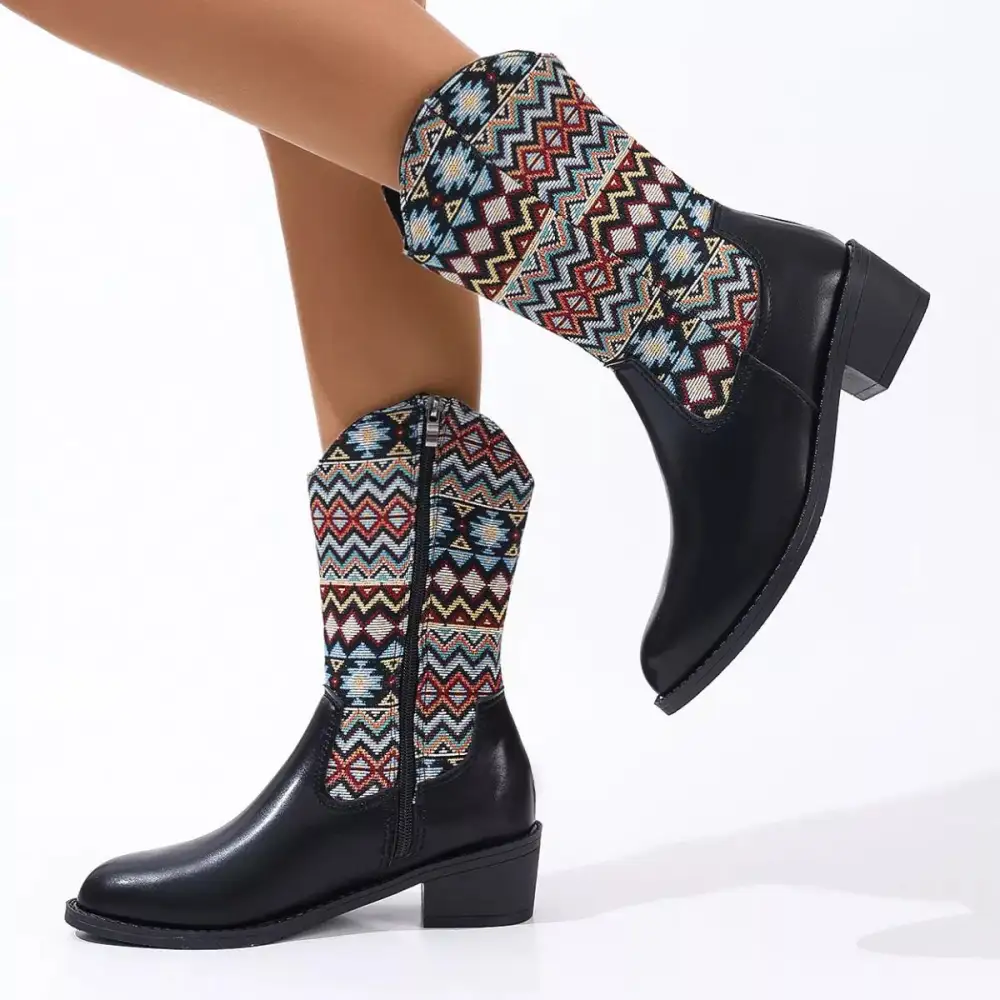 Relaxed Pointed Toe Block Heel Boots