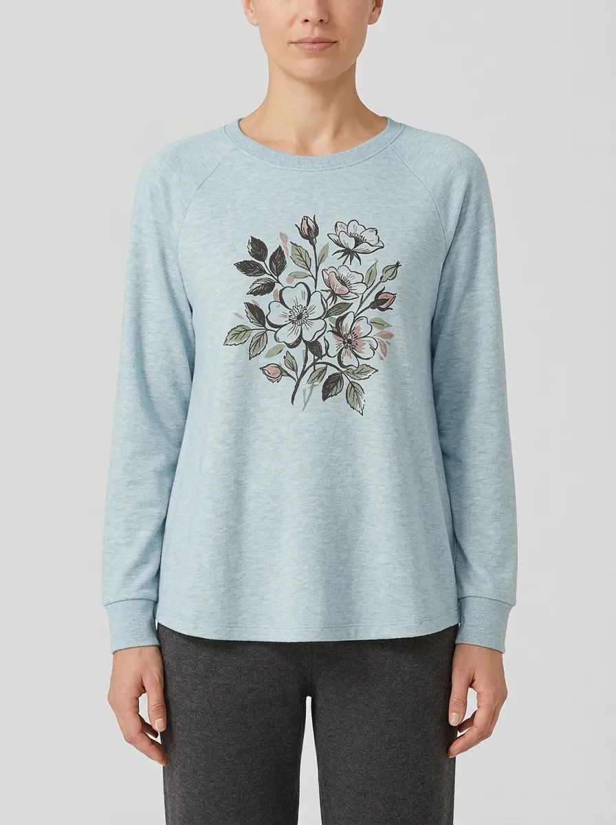 Women's Rose Floral Graphic Raglan Sweatshirt