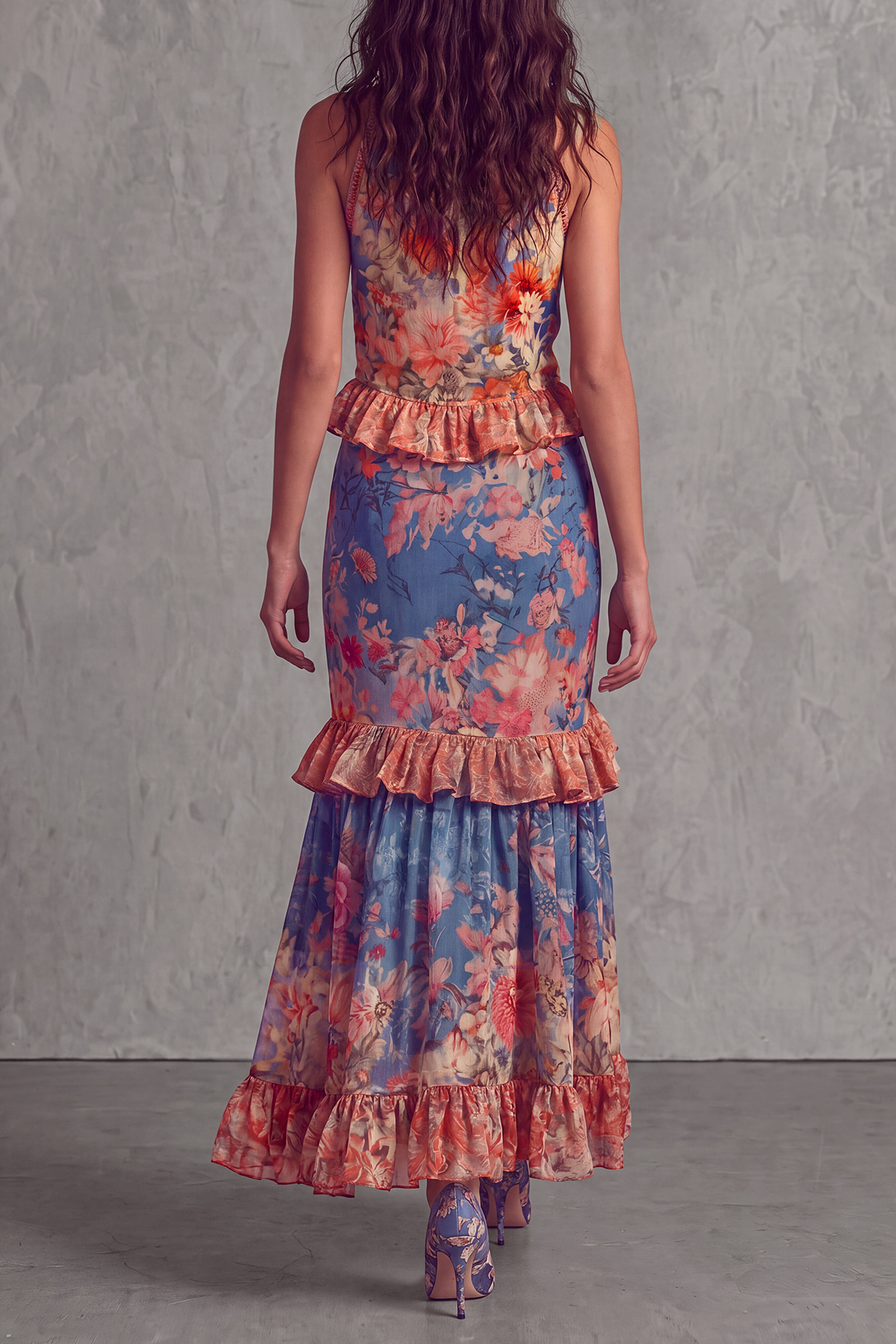 Ruffle Floral Maxi Dress