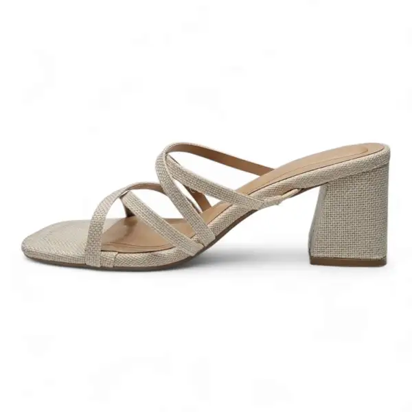 Queena Crisscross Strap Block Heel