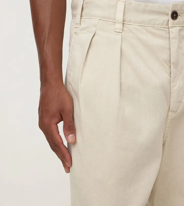 Limestone Pleated Cotton Chinos