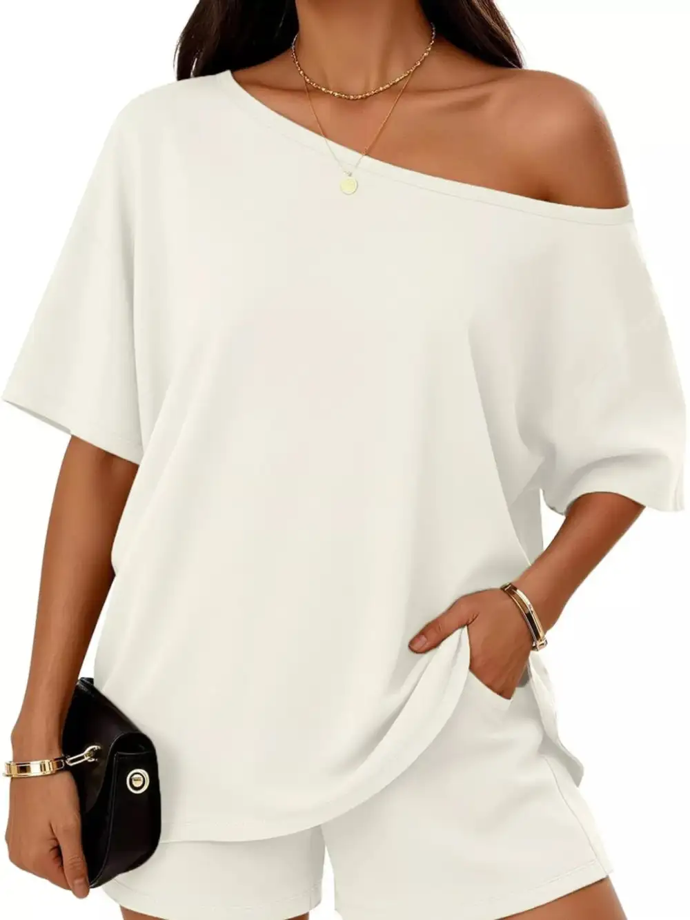 Boat Neck Tee and Shorts Set