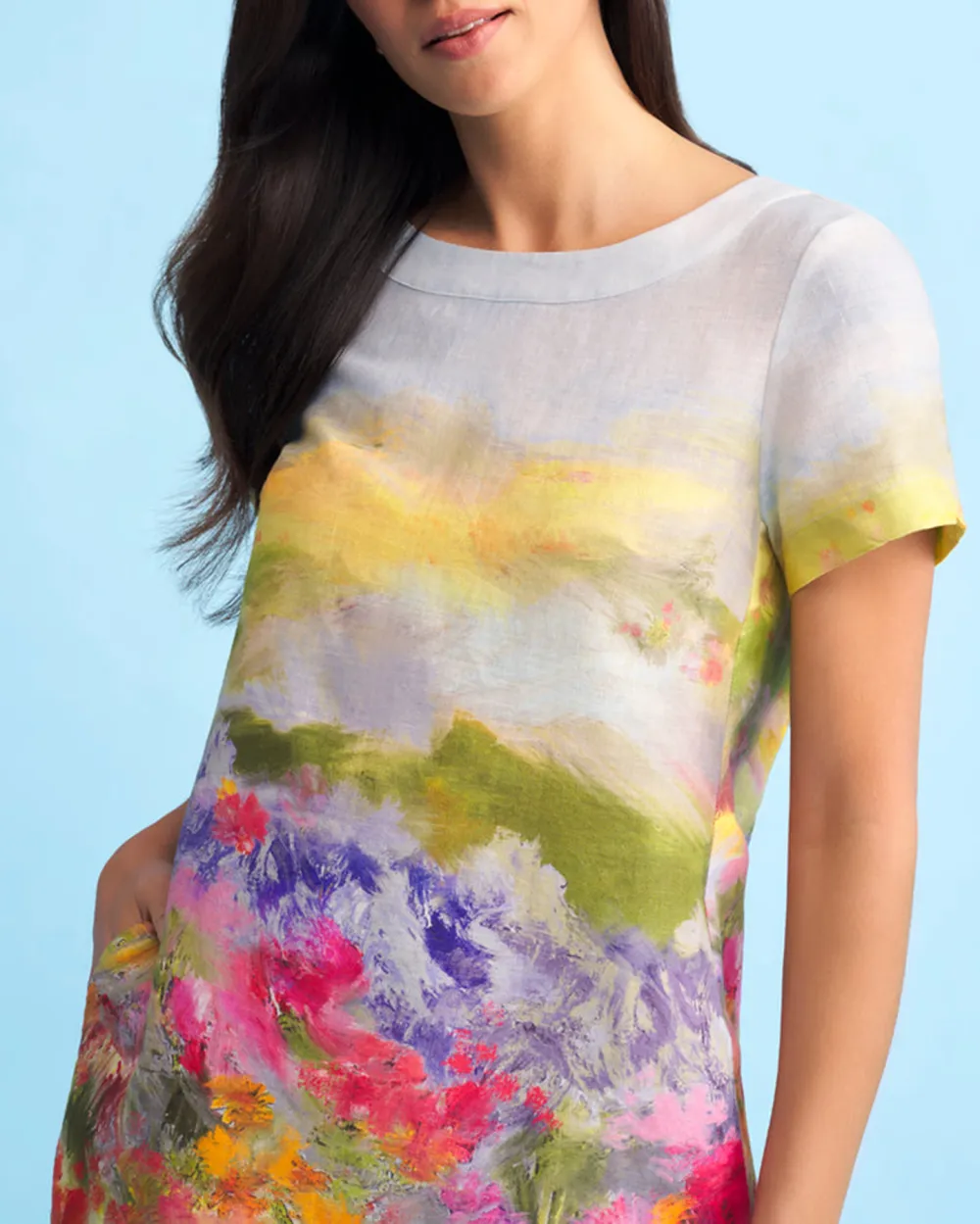 Short Sleeve Floral Print Shift Mini Dress
