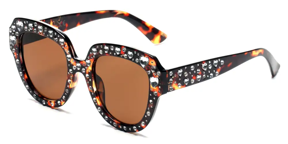 Round Cateye Rhinestone Sunglasses