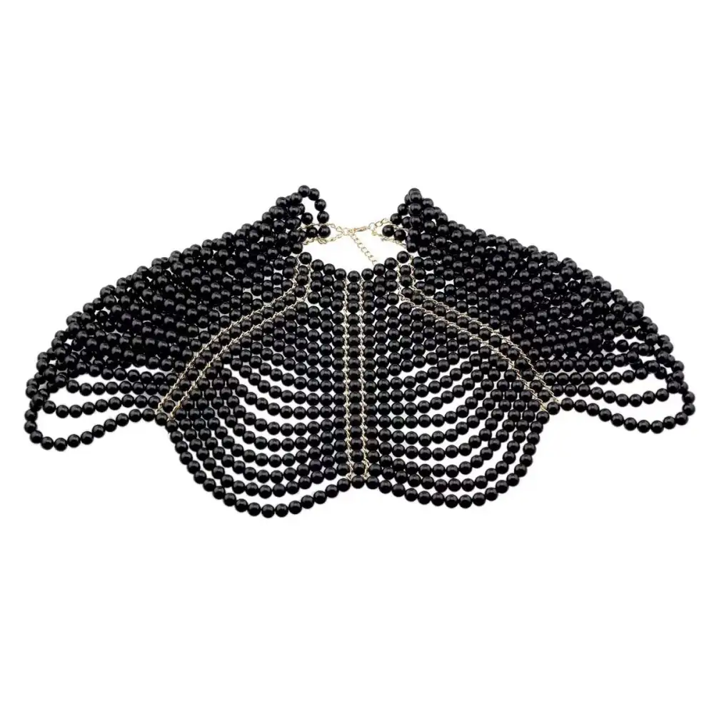 Beaded Pearl Necklace Fringe Shawl