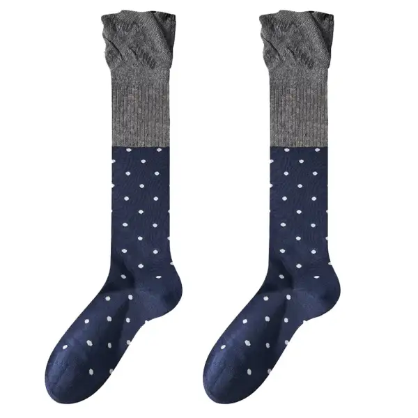 Preppy Polka Dot Knee High Textured Socks