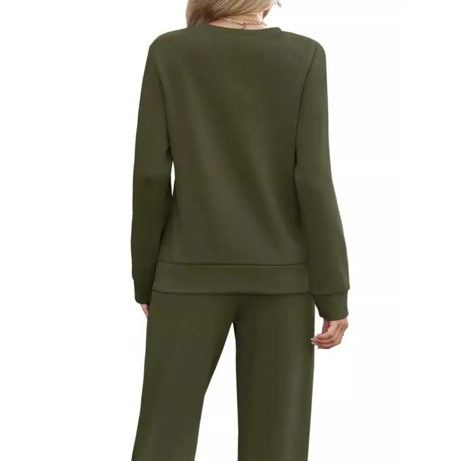Full Size Casual Long Sleeve Top and Pants Set Plus Size