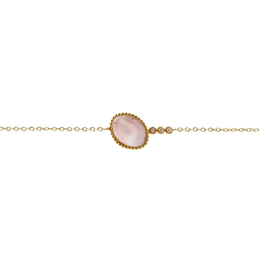 Round Watermelon Quartz Chain Bracelet