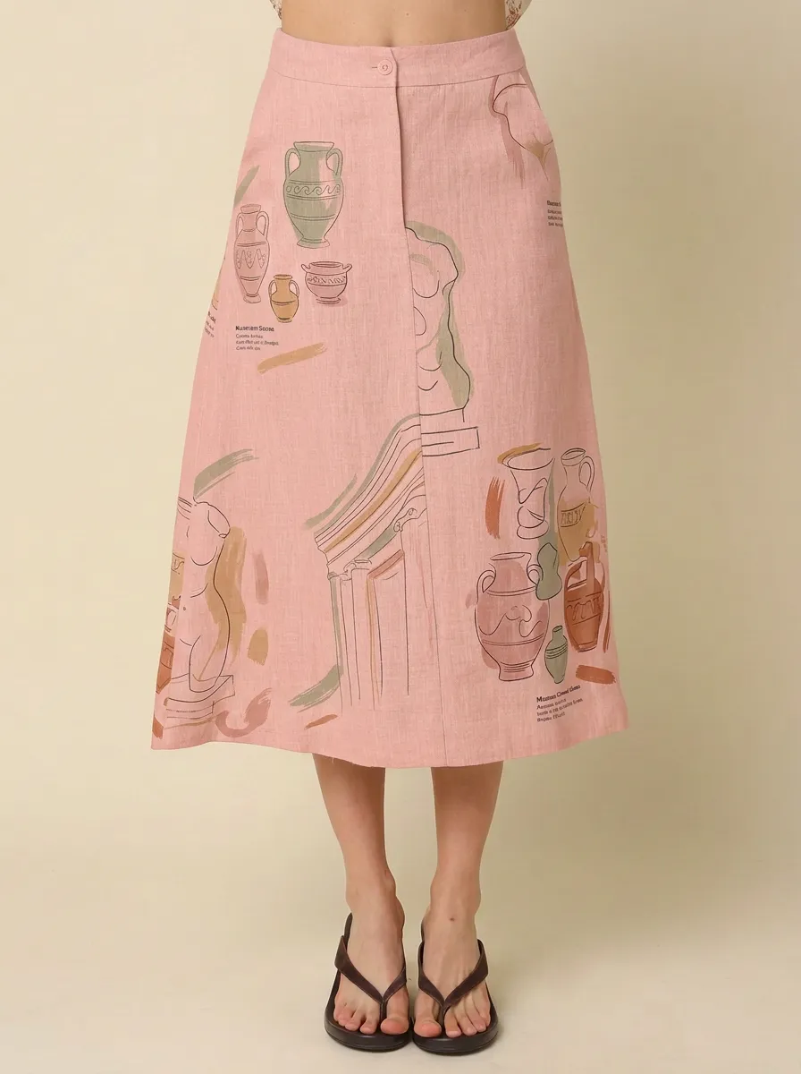 Women's Greek Art Lover Ancient Pottery Printed Skirt