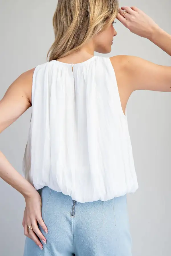 Relaxed Sleeveless Gathered Blouse