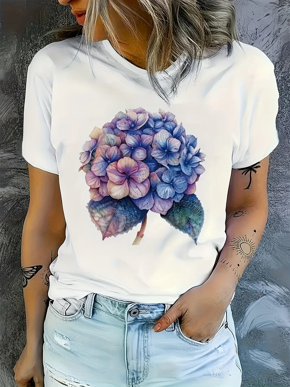 Flower Pattern Short Sleeve T-Shirt
