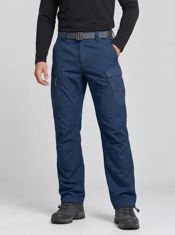 Men's Charcoal Grey Topographic Multi-Pocket Articulated Knee Tactical Cargo Pants