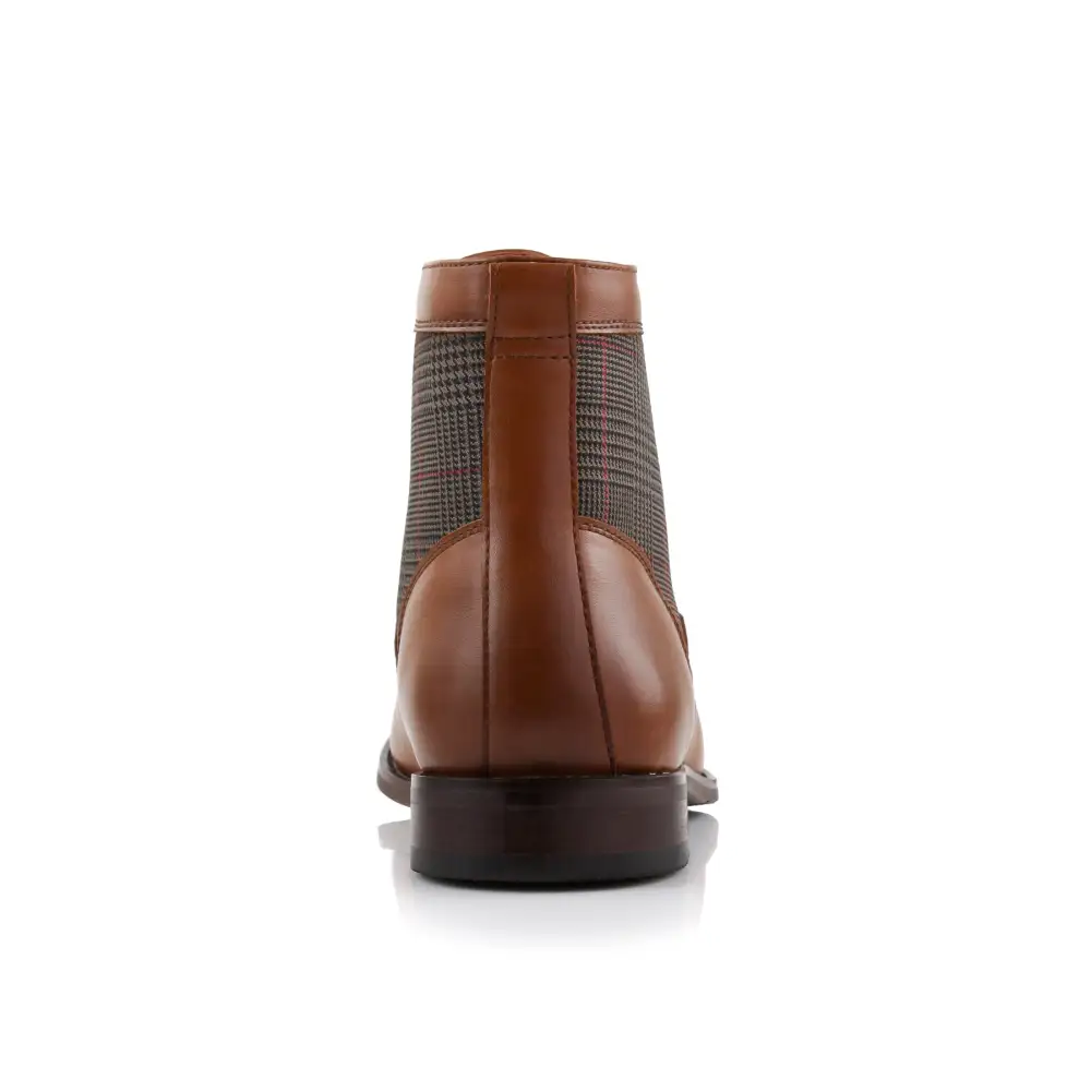 Faux-Leather Wingtip Lace-Up Brogue Boots