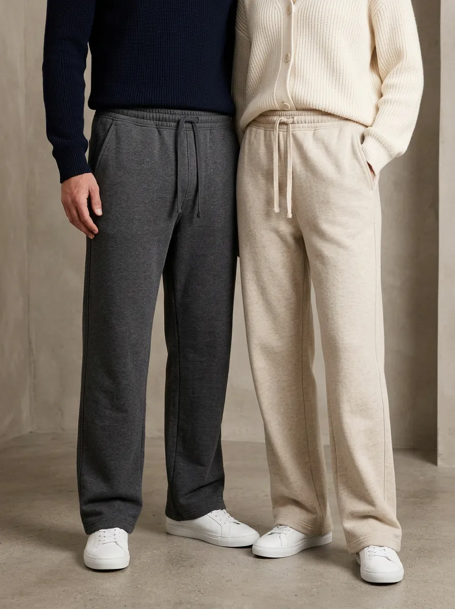 Unisex Soft-Touch Drawstring Wide-Leg Sweatpants