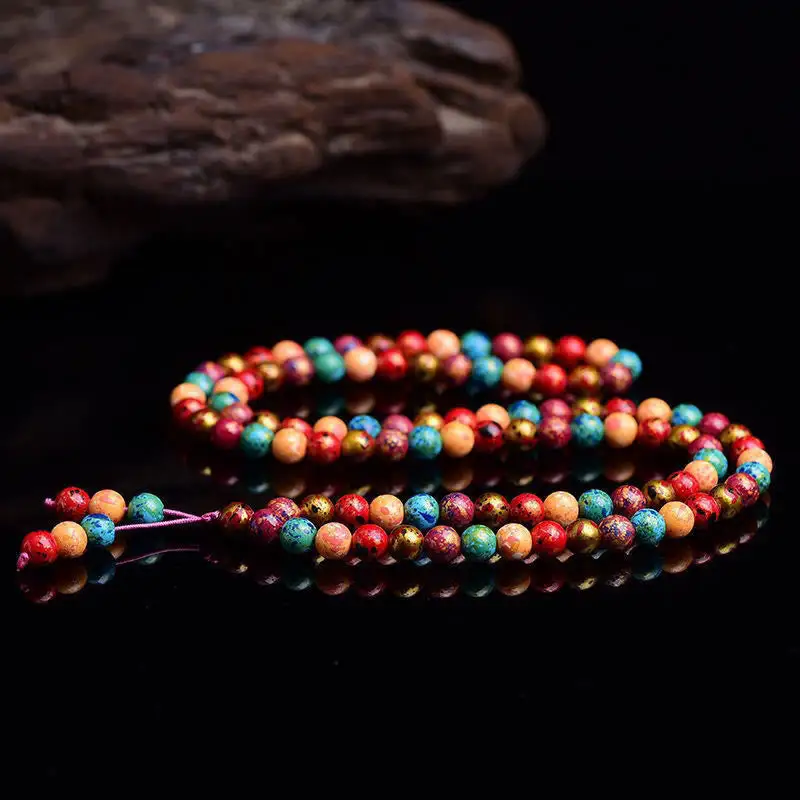 Lacquer Beads Craft Sandalwood Multilayer Mala Bracelet