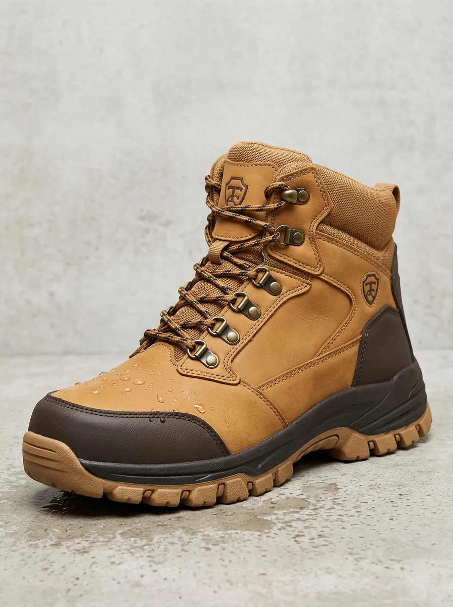 Men's Logo Waterproof Leather Printed Work Boots