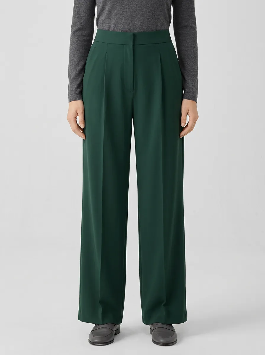 Relaxed Texture Pleated Wide-Leg Trousers